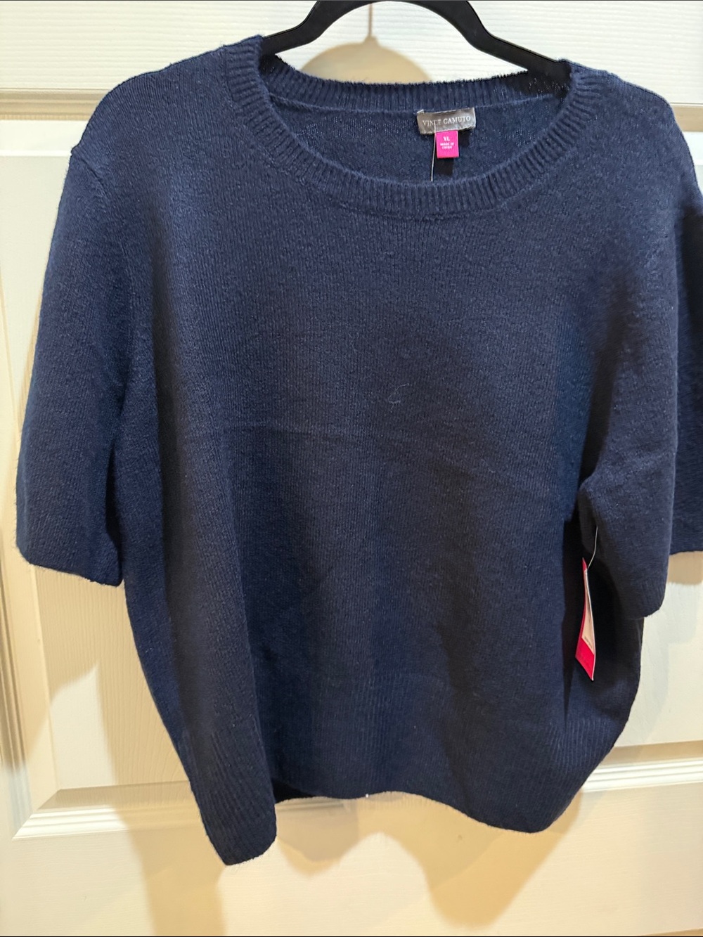 Vince Camuto Deep Navy Short-Sleeve Crewneck Sweater